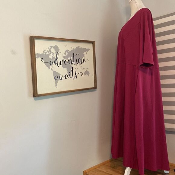 City Chic Deep Fuchsia Cute Girl Elbow Sleeve Dress with Pockets Size XXL / 24 - Picture 5 of 9